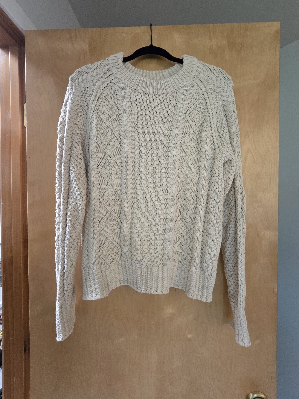 L.L.Bean Signature Cotton Fisherman Cable Knit Sweater Cream Women’s M